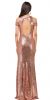Cold Shoulder Keyhole Back Sequin Long Prom Dress back in Rose Gold